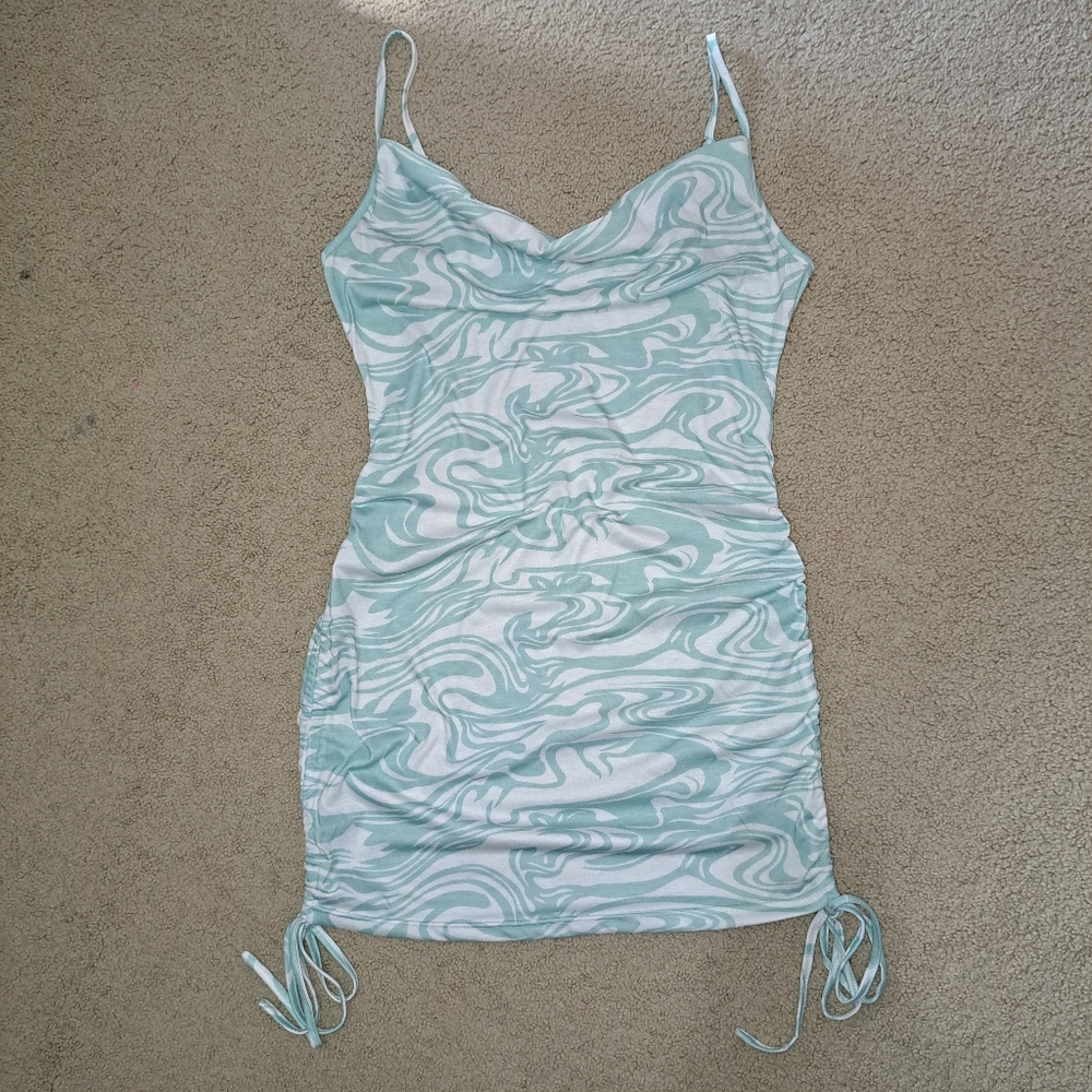 Swirl Pattern Ruched Dress